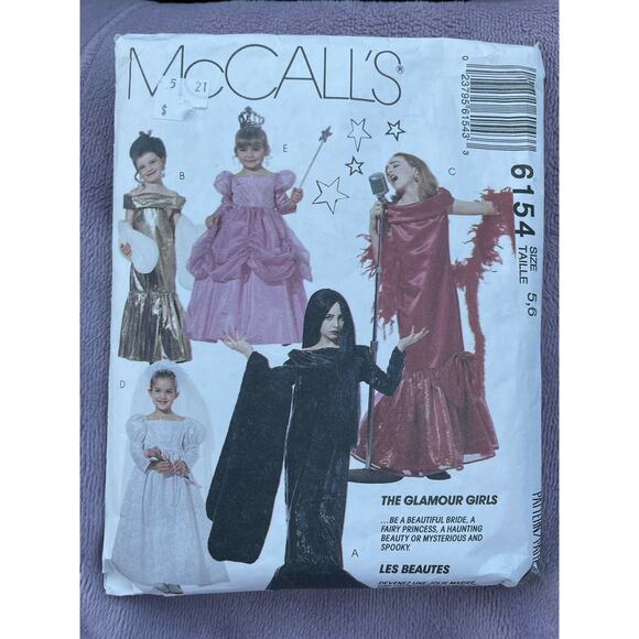 McCalls 6154 Glamour Costumes Bride Fairy Princess Childs Size 5 6 Pattern - Picture 1 of 3
